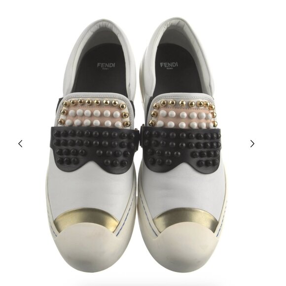 Fendi sneakers, EU 41 / US 11, Karl Lagerfeld Karlito studded low top sneakers! - Picture 1 of 7